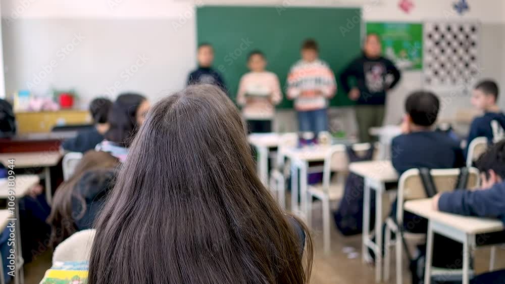 School children are participating actively in class