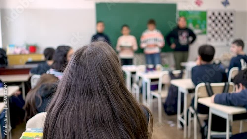 School children are participating actively in class