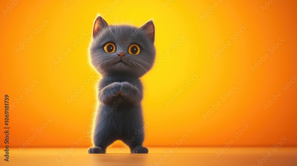 Playful British shorthair cat standing on hind legs showcasing curiosity and energy