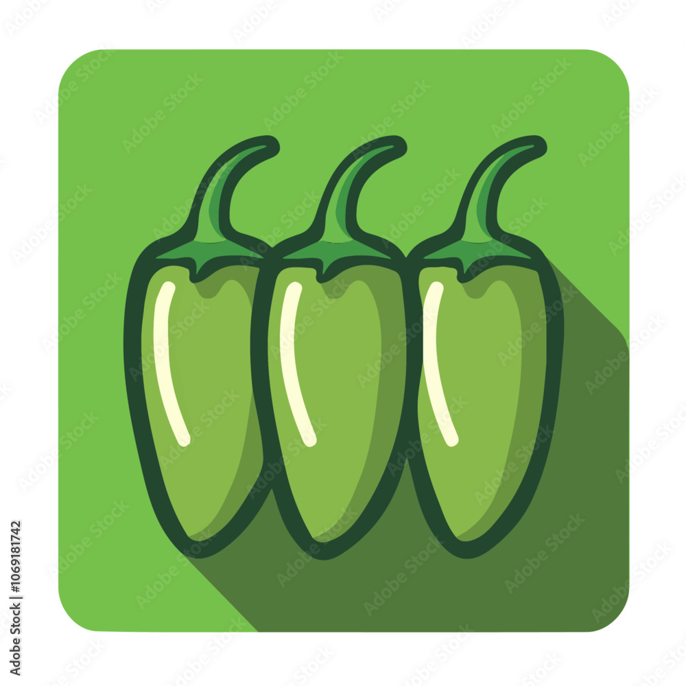 2D flat vector illustration jalapeño icon isolated on a white background.
2D flat vector illustration jalapeño icon isolated on a white background.