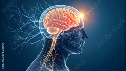 Headache Affecting Central Nervous System with Blue Pain Effect
Blue Effect Highlighting Headache in Central Nervous System Concept
