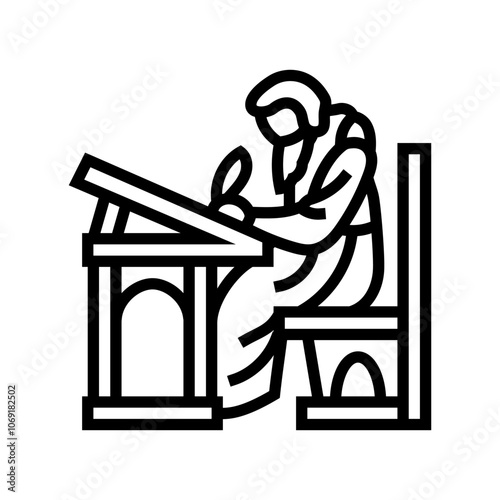 monk scribe byzantine line icon vector. monk scribe byzantine sign. isolated contour symbol black illustration