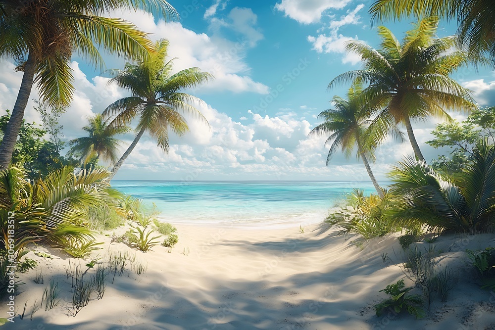 Tropical Beach Pathway to Tranquility and Blue Ocean Tropical Beach Pathway to Tranquility and Blue Ocean