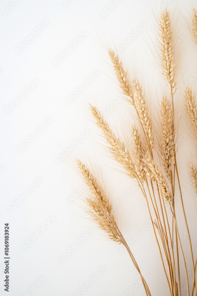 Closeup of golden wheat stalks against a light background Closeup of golden wheat stalks against a light background