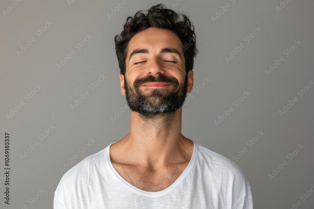Obraz premium Man finds balance and harmony through yoga and meditation.
