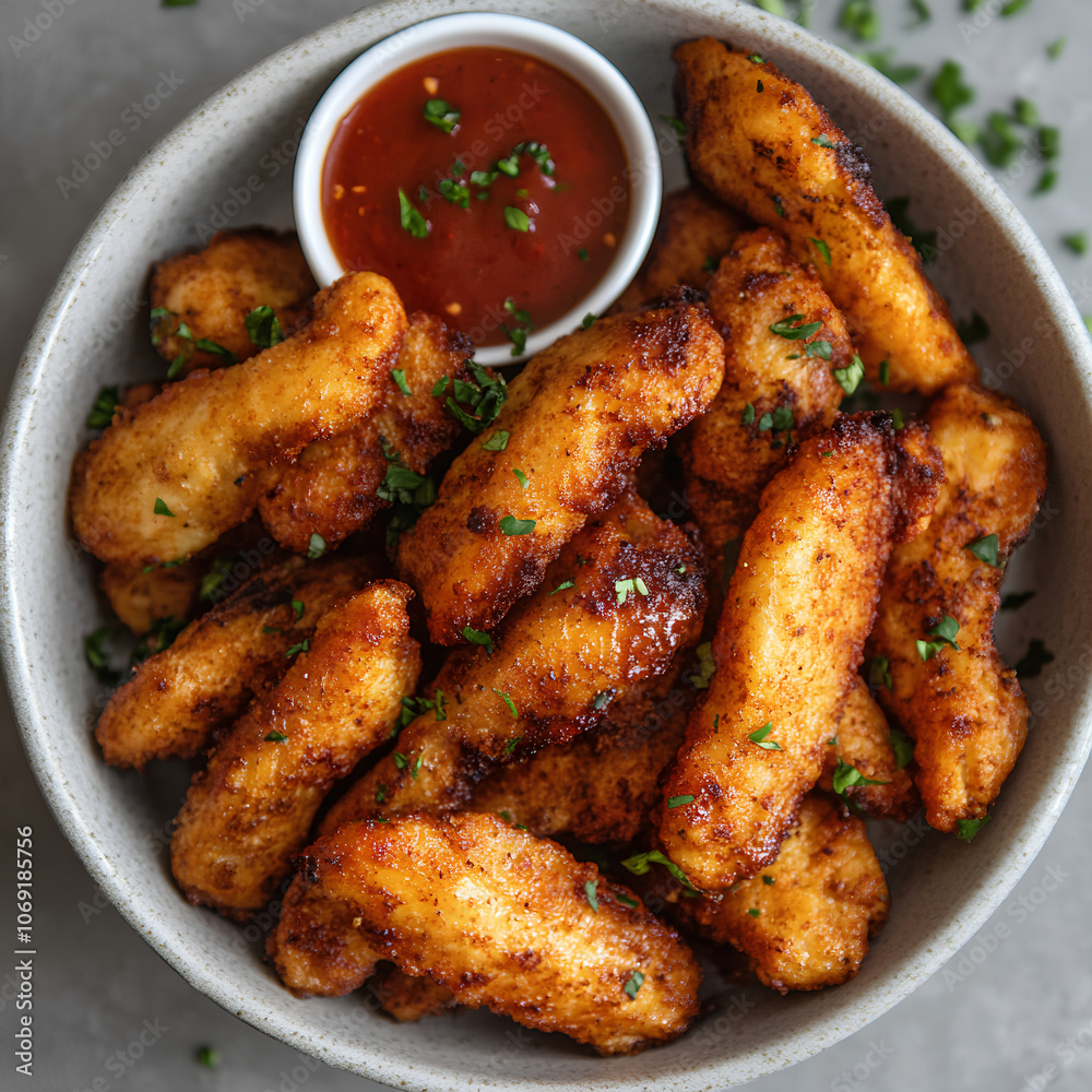 Crispy Chicken Tenders with Dipping Sauce - Classic Appetizer Snack