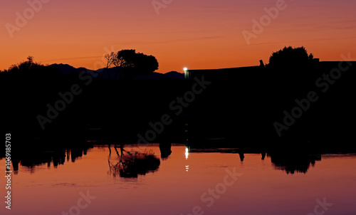 sunset view on the lake
