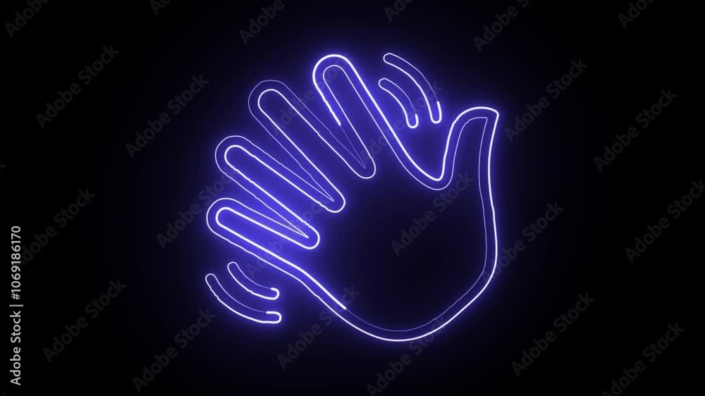 glowing neon wave icon isolated on black background. HD video motion graphic animation glowing neon wave icon isolated on black background. HD video motion graphic animation