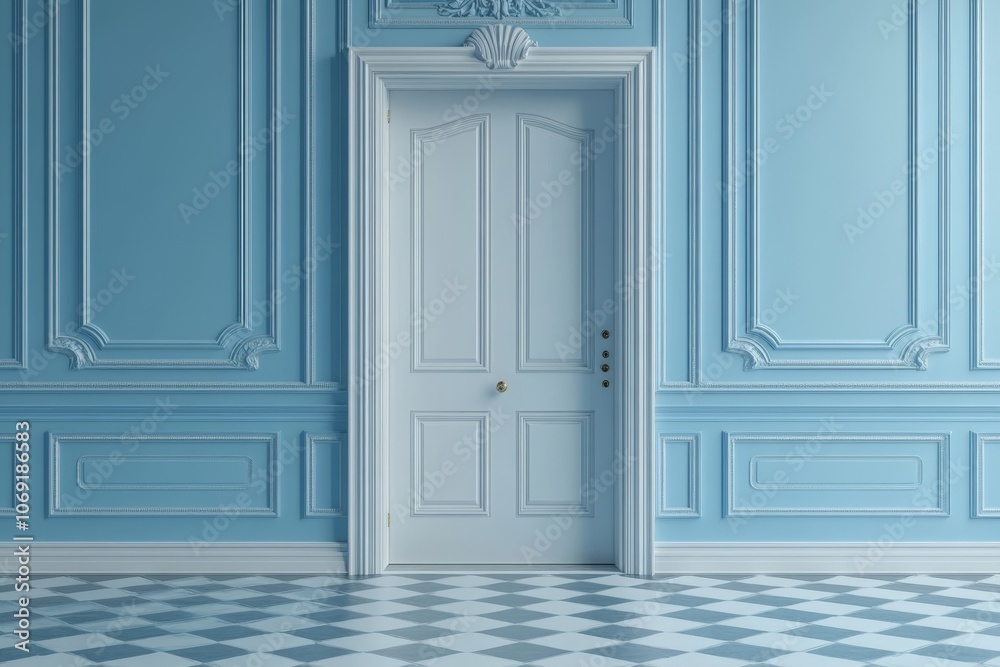 Classic Interior Design: Blue Walls and White Door Classic Interior Design: Blue Walls and White Door