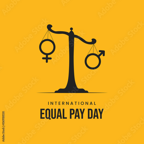 International Equal Pay Day, banner, poster, social media post, vector illustration, awareness, observance, September 18, humanity, equality, diversity, inclusion
