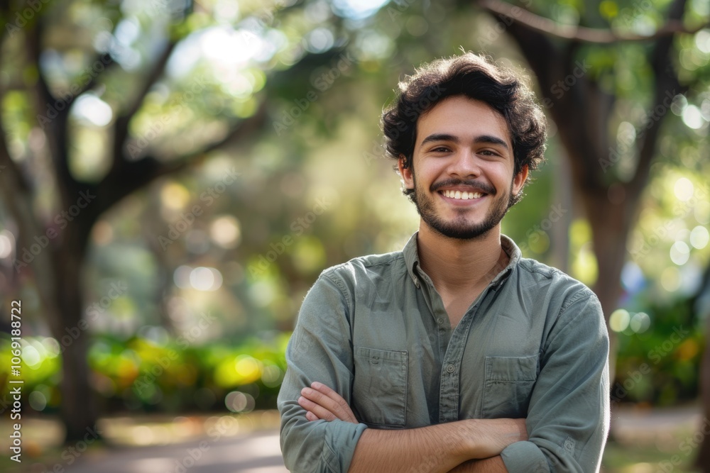 Young hispanic man smiling confident standing at park Young hispanic man smiling confident standing at park