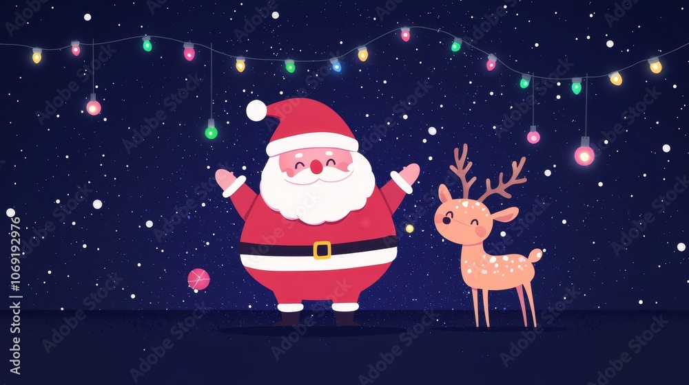 Celebrate christmas with joy as santa and his reindeer spread holiday cheer