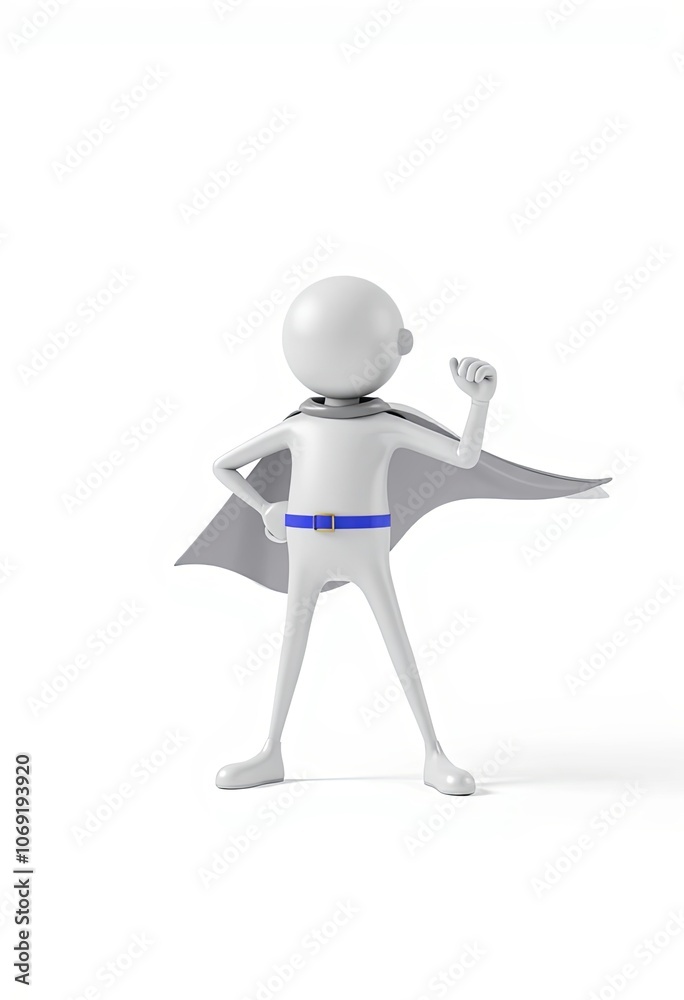 3D Stick Figure Superhero Pose, Minimalist and Glossy, Empowering Motivational Art with Copy Space 3D Stick Figure Superhero Pose, Minimalist and Glossy, Empowering Motivational Art with Copy Space