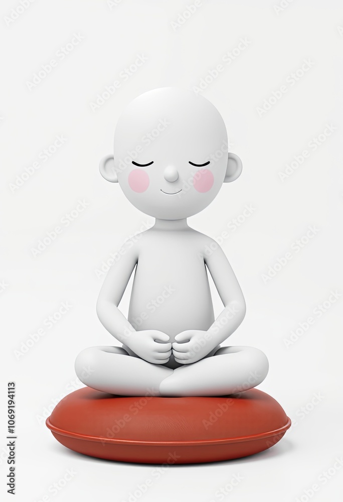 3D Meditation Stick Figure with Copy Space for Mindfulness and Wellness Content 3D Meditation Stick Figure with Copy Space for Mindfulness and Wellness Content