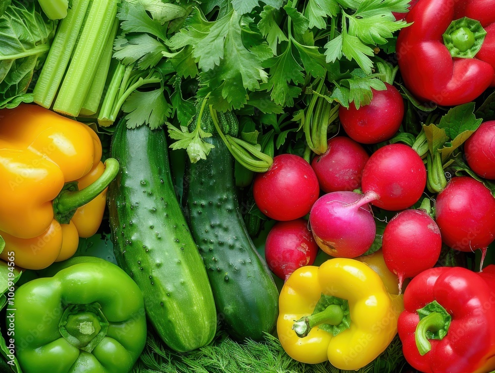 A background of assorted vegetables, including tomatoes, cucumbers, and lettuce, highlighting their natural colors and textures A background of assorted vegetables, including tomatoes, cucumbers, and lettuce, highlighting their natural colors and textures