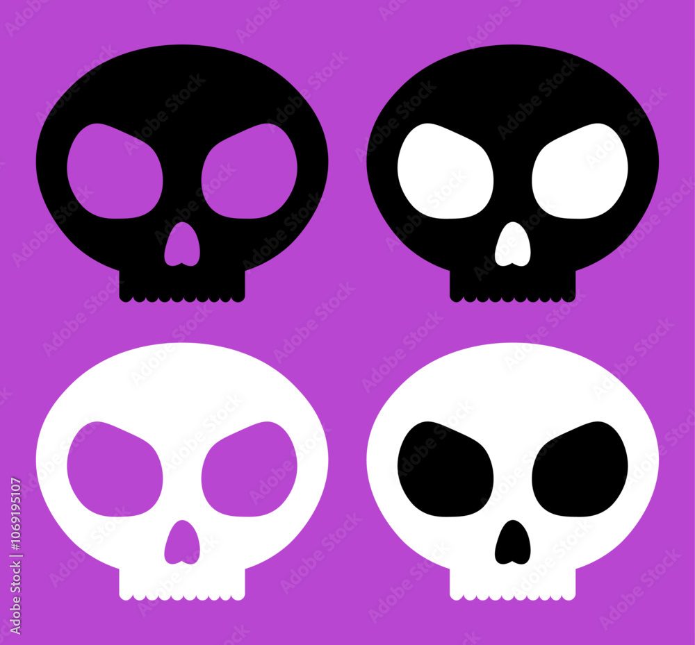 Black and White Skulls, Transparent and Solid Eyes, Skull Design Black and White Skulls, Transparent and Solid Eyes, Skull Design
