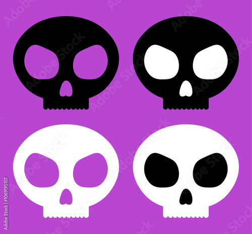 Black and White Skulls, Transparent and Solid Eyes, Skull Design 