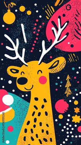 Celebrate christmas joyfully with a cheerful reindeer design for your holiday decorations