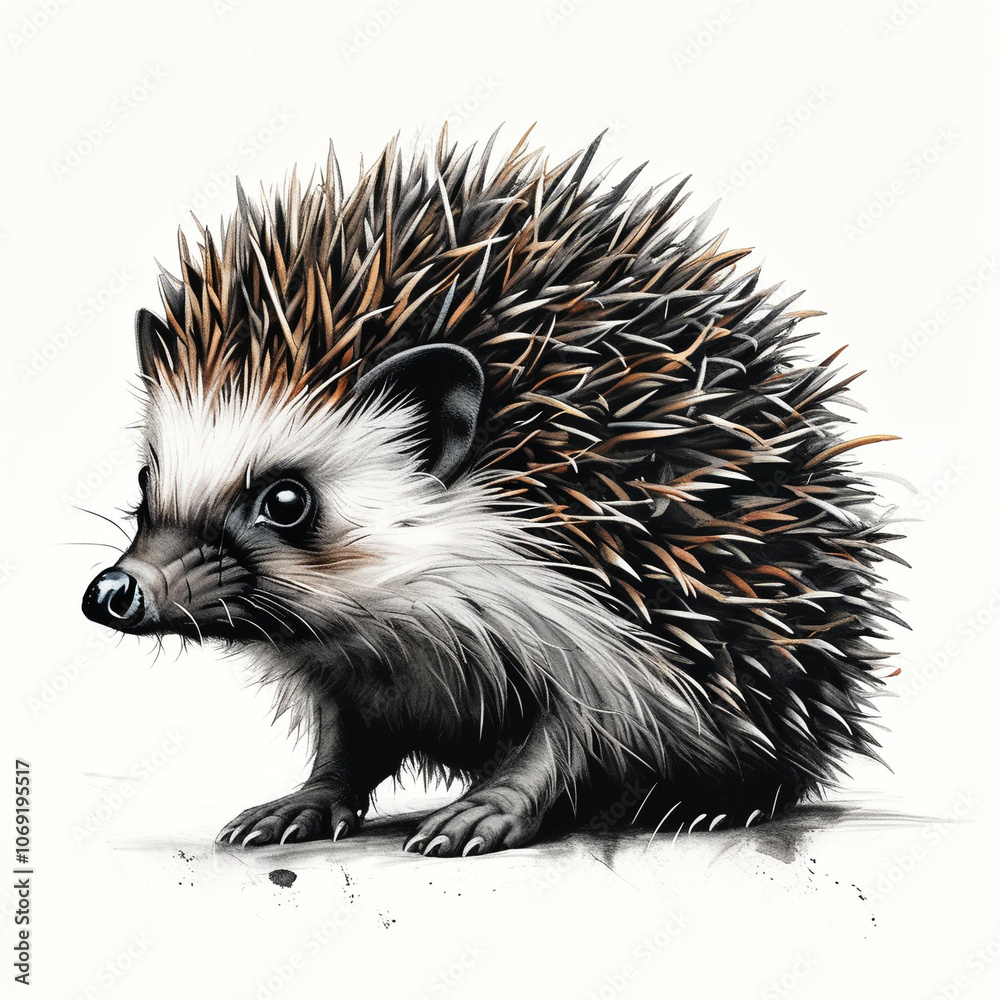 Naklejka premium A whimsical hedgehog exploring a soft, sandy landscape on a sunny day