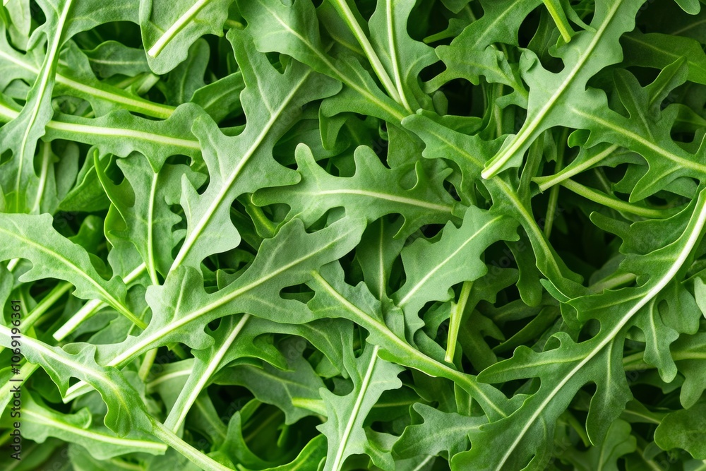 Close-up of fresh arugula leaves with vibrant green color and distinct leaf shape. Ideal for themes related to healthy eating, organic produce, and culinary ingredients. Close-up of fresh arugula leaves with vibrant green color and distinct leaf shape. Ideal for themes related to healthy eating, organic produce, and culinary ingredients.