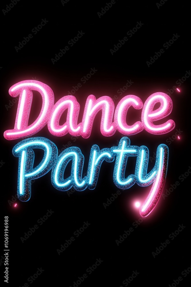 Colorful dance party text with disco ball design for vibrant nightlife and celebration themes Colorful dance party text with disco ball design for vibrant nightlife and celebration themes