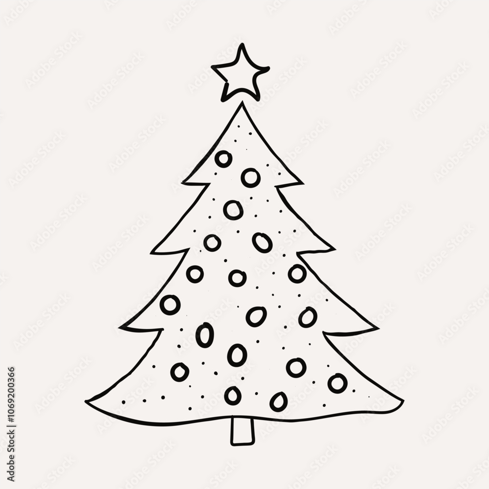 Christmas Tree, Star. Christmas hand drawn whimsical line art icons 2 Christmas Tree, Star. Christmas hand drawn whimsical line art icons 2