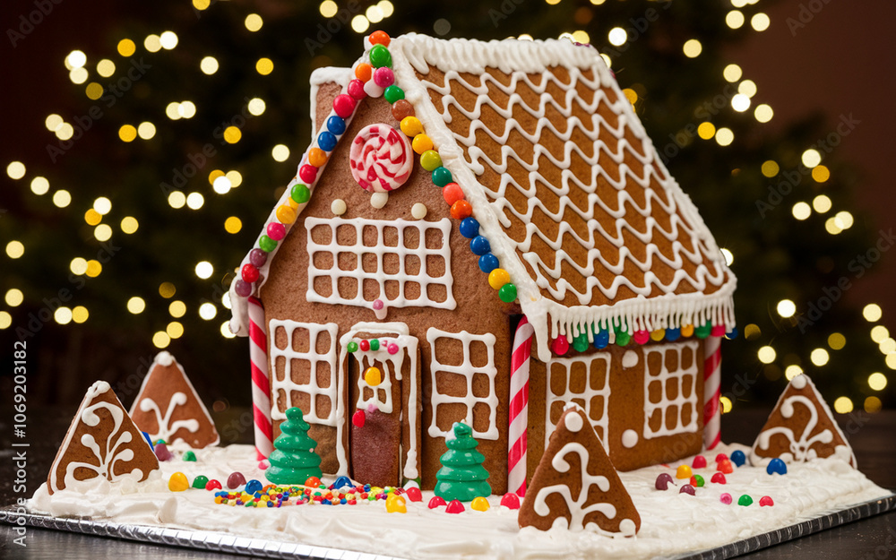 Gingerbread house with intricate icing details and candy decorations on a plain white background, featuring sharp details and no blur for a festive, sweet holiday scene.
Gingerbread house with intricate icing details and candy decorations on a plain white background, featuring sharp details and no blur for a festive, sweet holiday scene.