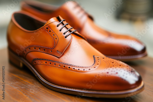 Tawny brown shoes.