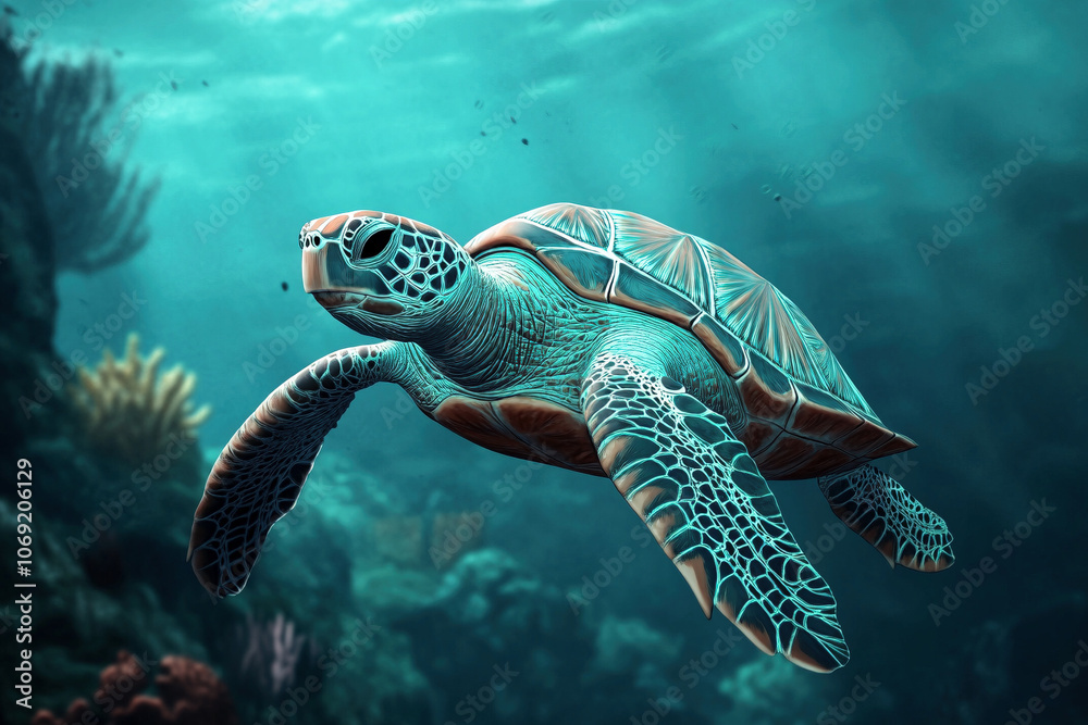 Fototapeta premium green sea turtle swimming