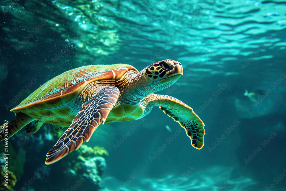 Fototapeta premium sea turtle swimming