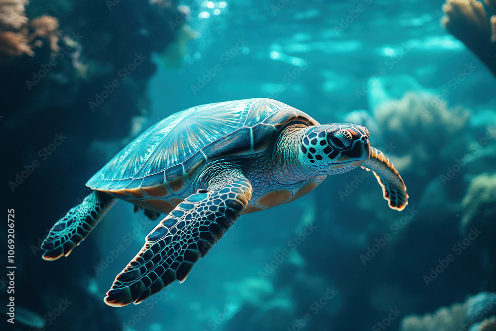 Fototapeta premium sea turtle swimming
