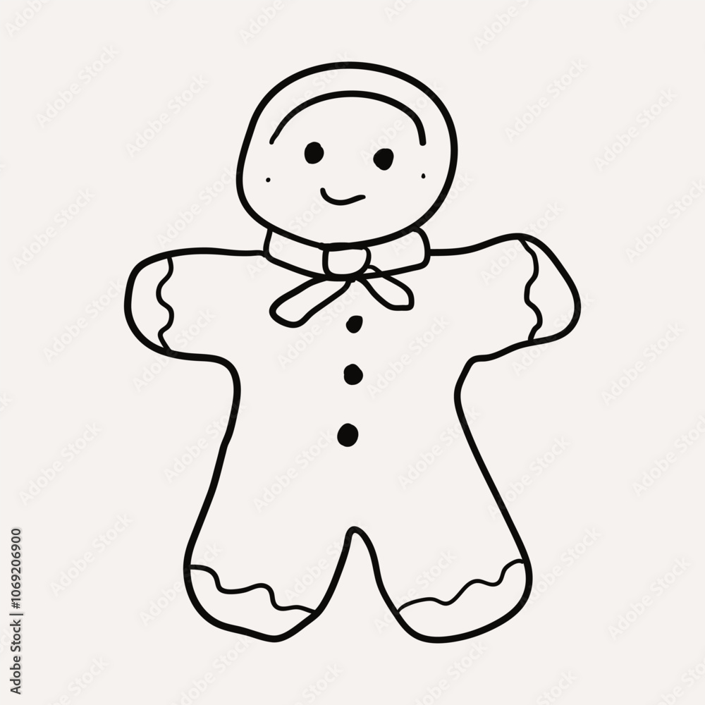 Gingerbread Man, Christmas Cookies. Christmas hand drawn whimsical line art icons 2 Gingerbread Man, Christmas Cookies. Christmas hand drawn whimsical line art icons 2