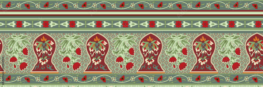 seamless beautiful wallpaper cards border design floral leaf vintage ornament Victorian geometric ethnic print paisley