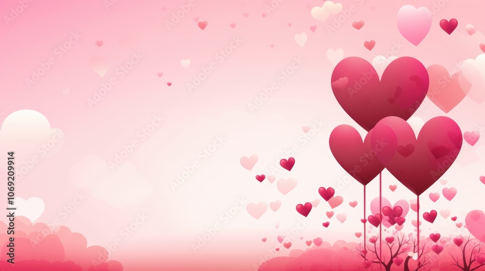 Valentine's day heart balloons background for romantic design
