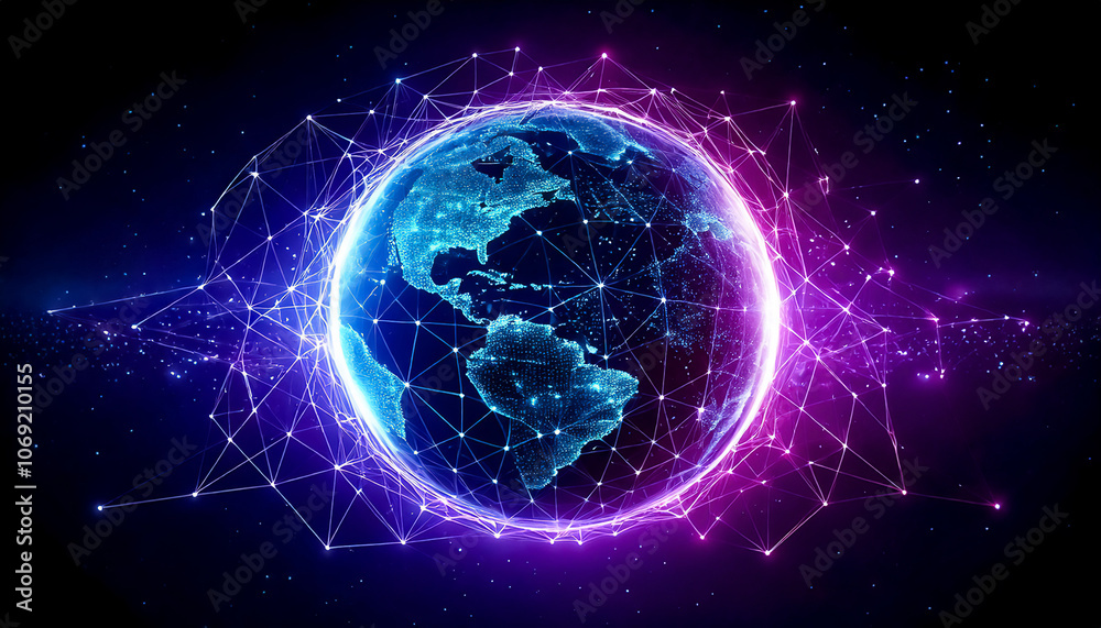 Obraz premium Internet of Things (IOT) connects everyday objects to the web and enables data collection and automation, enhances efficiency, reducing costs and improving decision