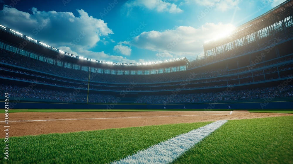 Fototapeta premium Experience the thrill of baseball in a vibrant stadium atmosphere