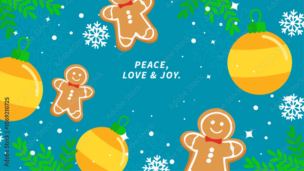 Naklejka premium Festive Holiday Card With Christmas Decorations and Greetings