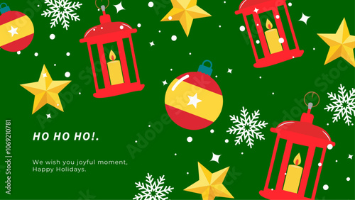 Festive Reindeer Christmas Card With Holiday Wishes. A cheerful Christmas greeting card wth christmas element. Perfect for spreading holiday joy and festive greetings