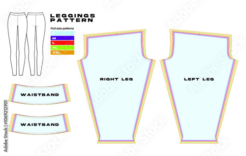 Legguins Fgarment sewing pattern, sport clothes pattern. different sizes, Leggings pants pattern
