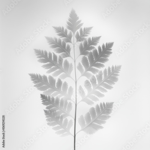 Delicate fern leaf against a minimalist gray background