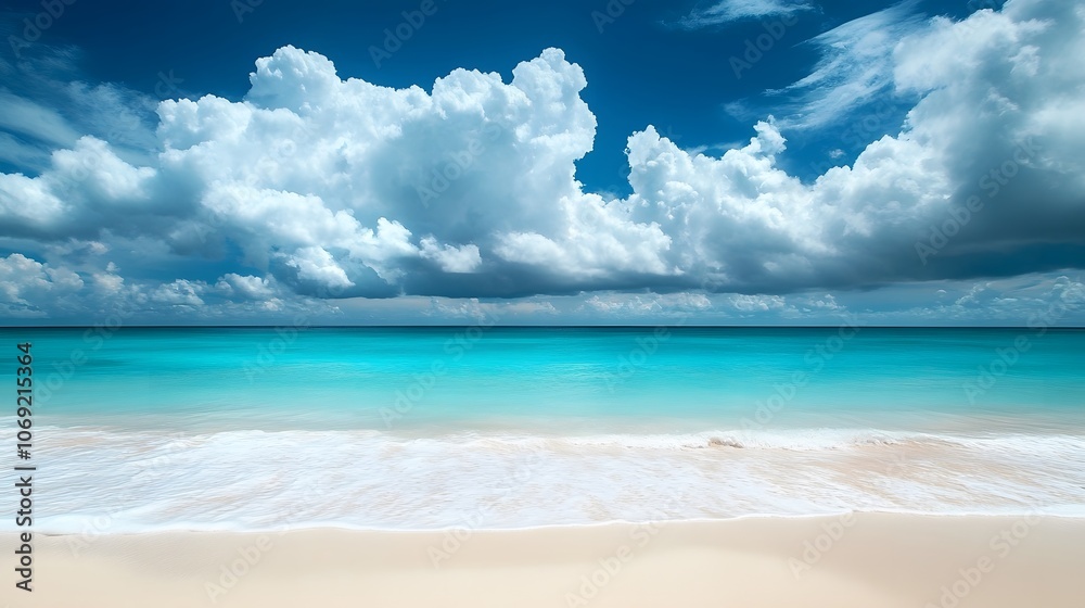 Peaceful beach with turquoise waters and soft white sand, set against a sky filled with colorful, dramatic clouds. An idyllic scene of tranquility and natural beauty. Peaceful beach with turquoise waters and soft white sand, set against a sky filled with colorful, dramatic clouds. An idyllic scene of tranquility and natural beauty.