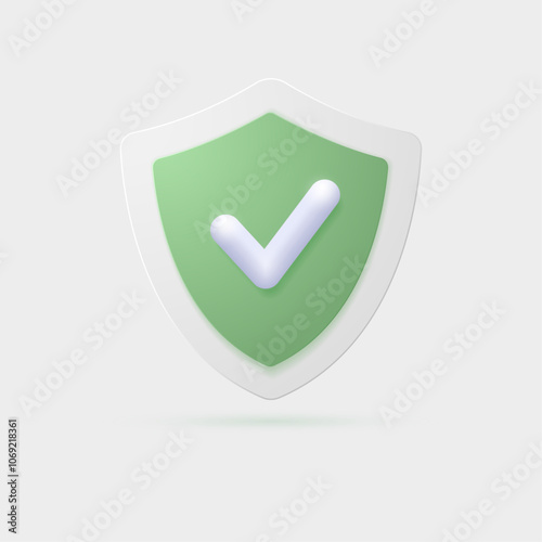 Shield with a check mark icon. Checkmark approved with 3d style shield. Security shield with a check mark of approval. Strong defense. Vector illustration.