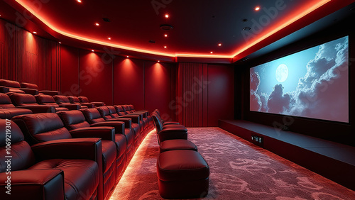 rience cinematic luxury with stunning stylish home cinema designs created by generative AI for a unique upscale entertainment experience at home photo