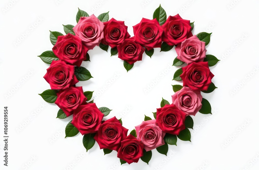 Intertwined roses heart, realist precision, high saturation, beautiful, inspiring, isolated, flat white background Intertwined roses heart, realist precision, high saturation, beautiful, inspiring, isolated, flat white background