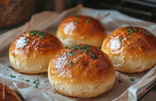 Freshly Baked Rolls with Cream and Chocolate Filling