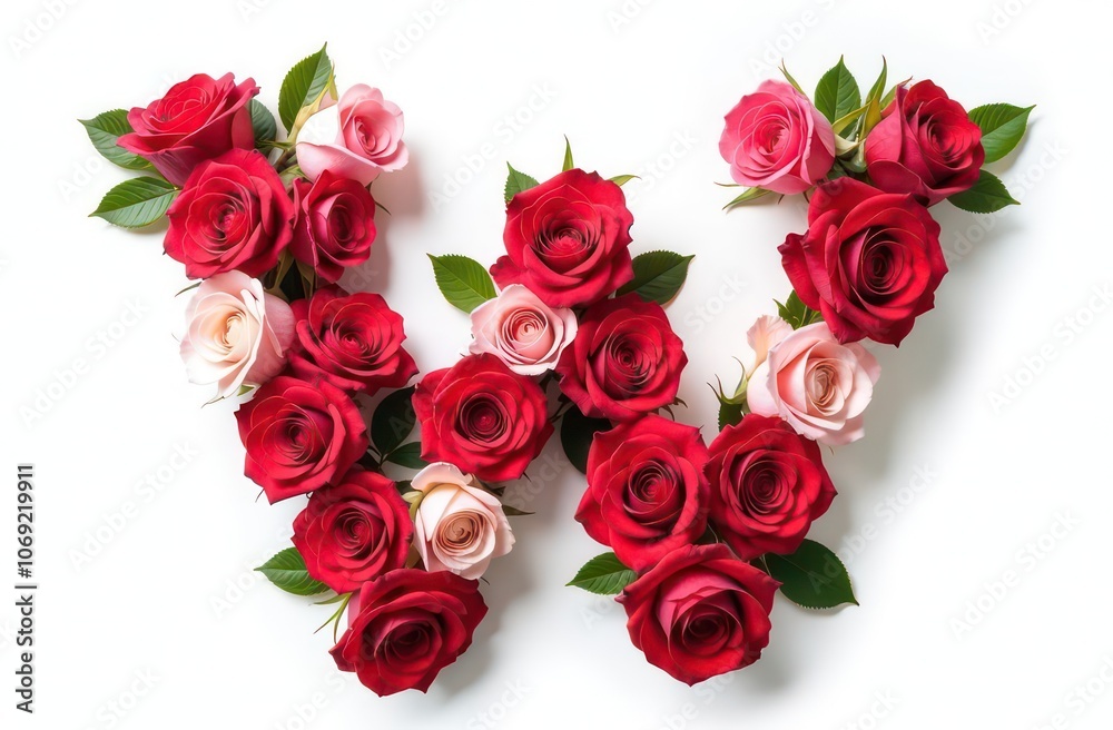 Intertwined roses letter “W”, realist precision, high saturation, beautiful, inspiring, isolated, flat white background Intertwined roses letter “W”, realist precision, high saturation, beautiful, inspiring, isolated, flat white background