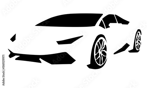 Silhouette of a Sleek Sports Car logo in Black and White