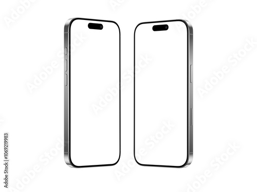 High quality realistic 3d render smartphone ui ux screen mockup with transparent PNG