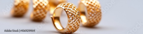 Unique golden ring with intricate pattern