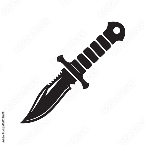 Vector Illustration of a Military Knife Silhouette - Black Icon
